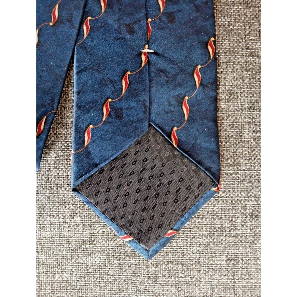 Tie 70s 80s 90s Y2K Mens Bill Blass Silk Blue Red Beige 4 Wide 57 Long